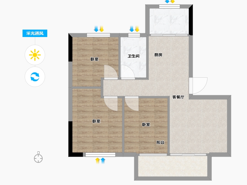 浙江省-湖州市-汎港润合-70.00-户型库-采光通风