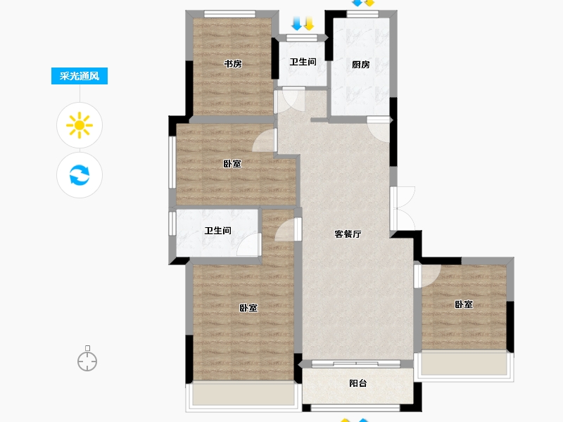 浙江省-湖州市-新宏水岸蓝庭-92.00-户型库-采光通风