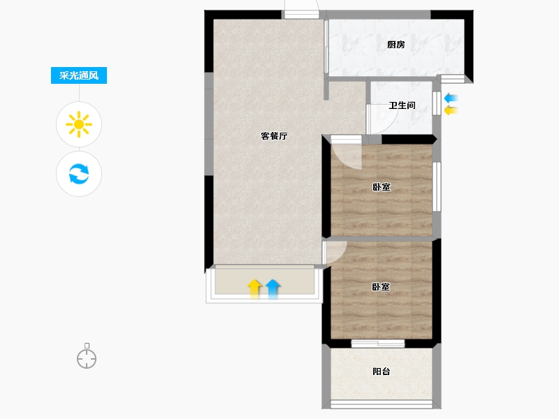 河南省-郑州市-谦祥·世茂·万华城-52.67-户型库-采光通风