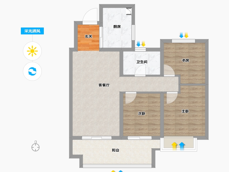 安徽省-阜阳市-保利颍州堂悦-75.87-户型库-采光通风