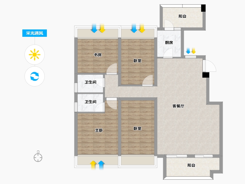 安徽省-亳州市-鸿路橘子洲-110.92-户型库-采光通风