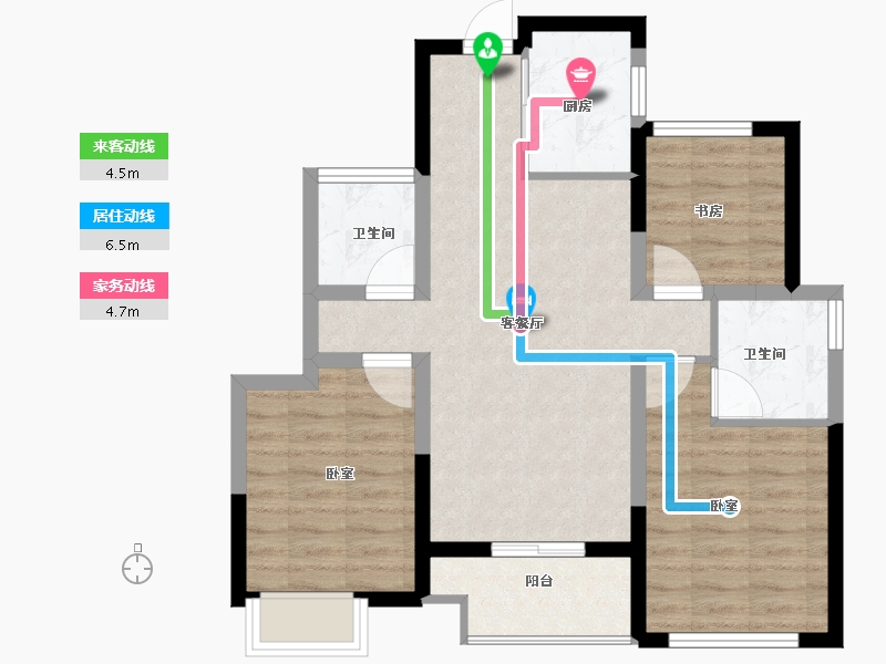 浙江省-嘉兴市-交投祥生白鹤郡-71.00-户型库-动静线