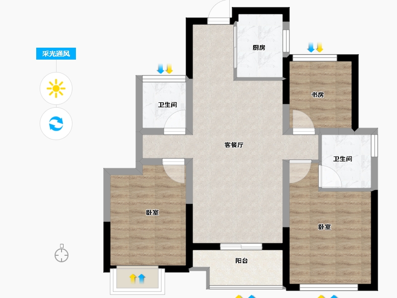 浙江省-嘉兴市-交投祥生白鹤郡-71.00-户型库-采光通风