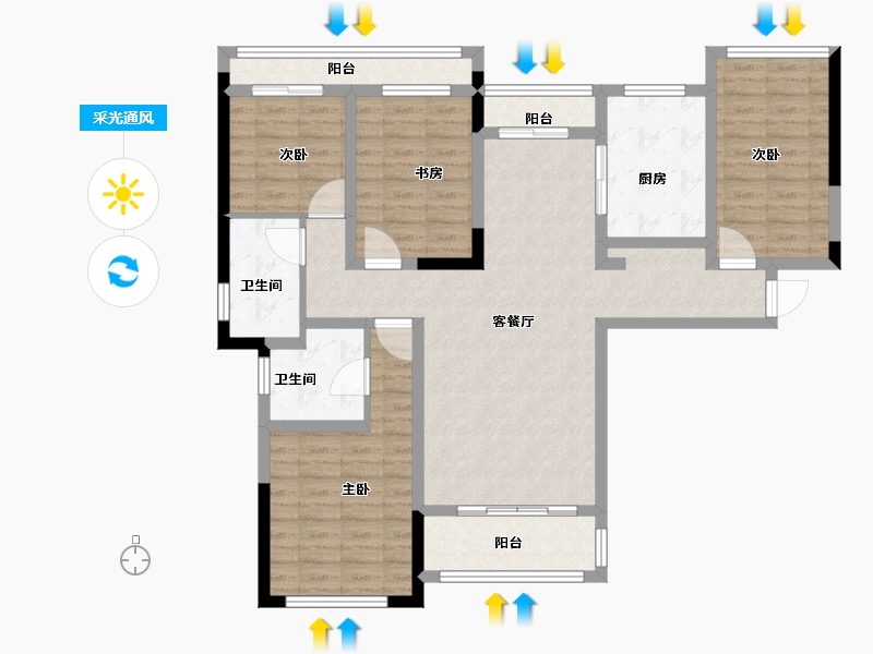 山西省-长治市-君汇·牡丹苑-107.82-户型库-采光通风