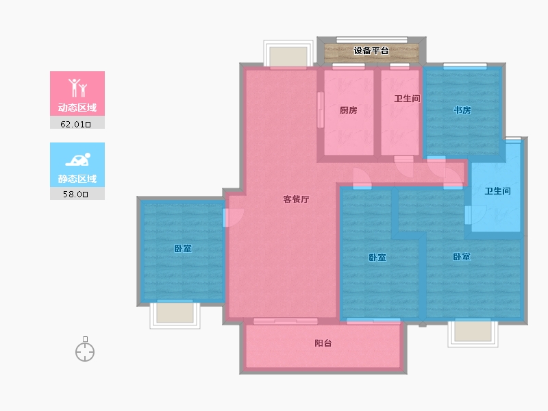 浙江省-温州市-瓯江国际新城-107.99-户型库-动静分区