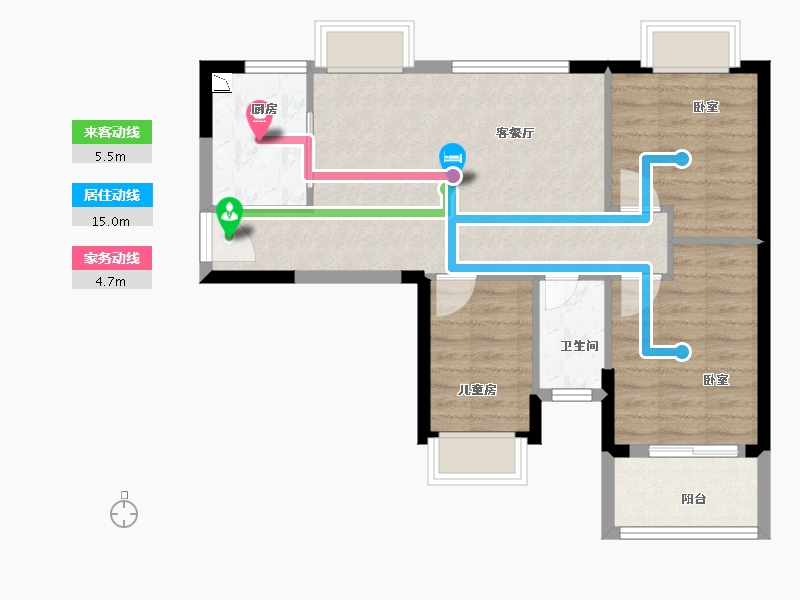 福建省-漳州市-住宅水晶湖畔-71.00-户型库-动静线