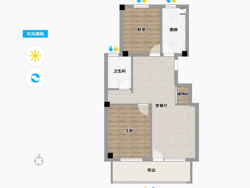 山东省-烟台市-状元府-66.92-户型库-采光通风