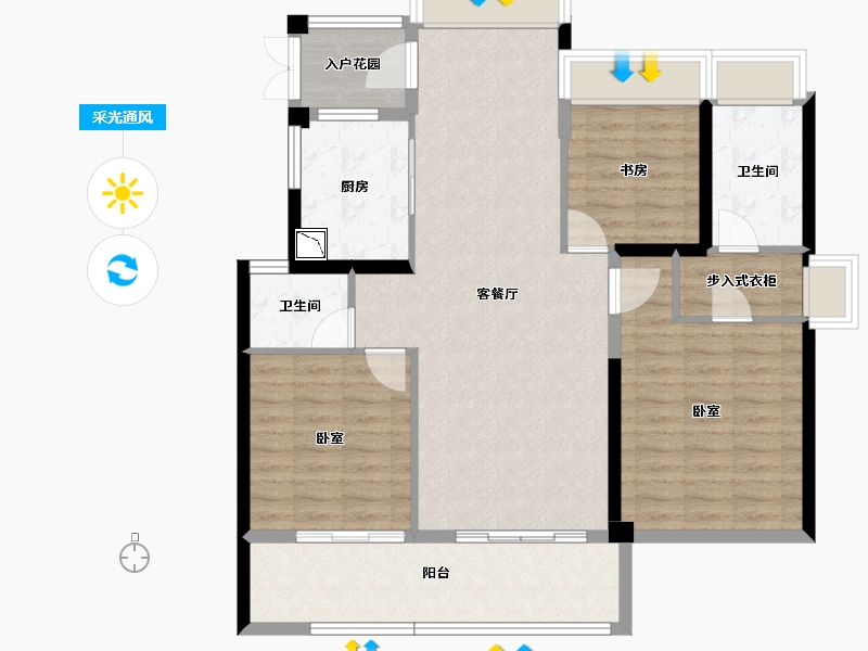 浙江省-绍兴市-杭州湾世纪城-102.12-户型库-采光通风