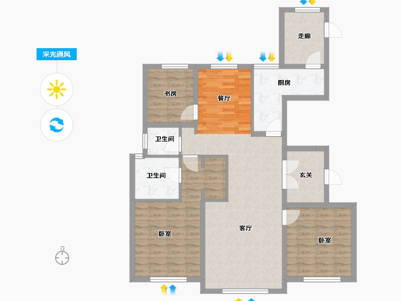 新疆维吾尔自治区-乌鲁木齐市-绿谷春天2期-102.28-户型库-采光通风