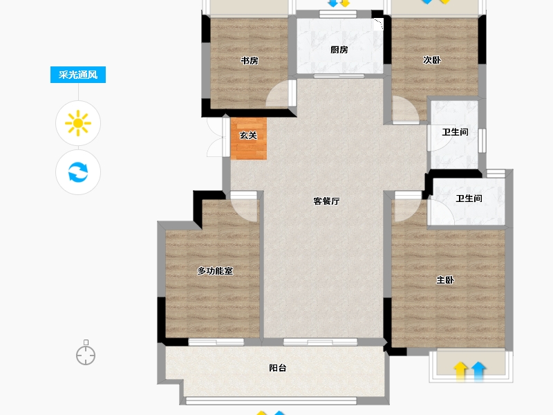 安徽省-阜阳市-万创城市之光-97.00-户型库-采光通风