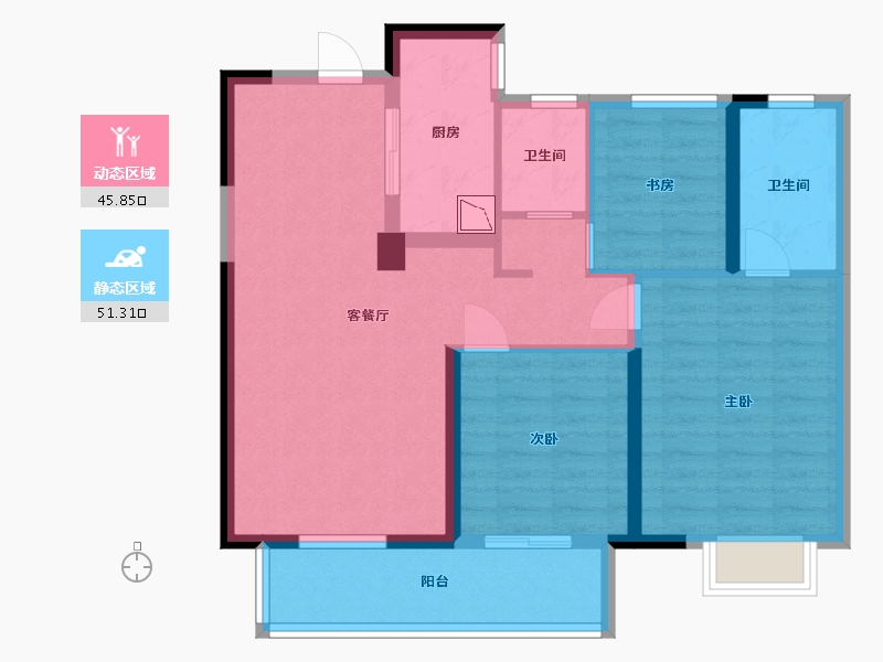 江西省-赣州市-保利嘉福·领秀山-86.40-户型库-动静分区