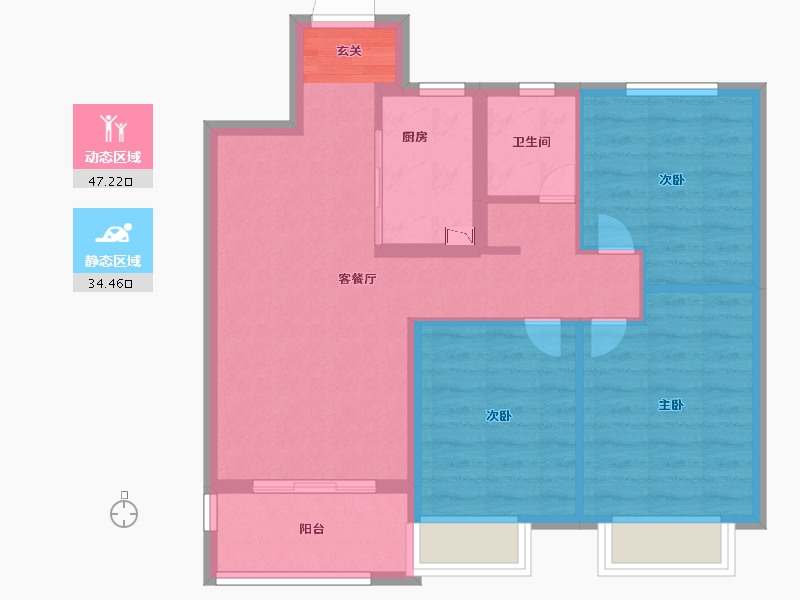 安徽省-阜阳市-孔雀城时代北宸-73.00-户型库-动静分区