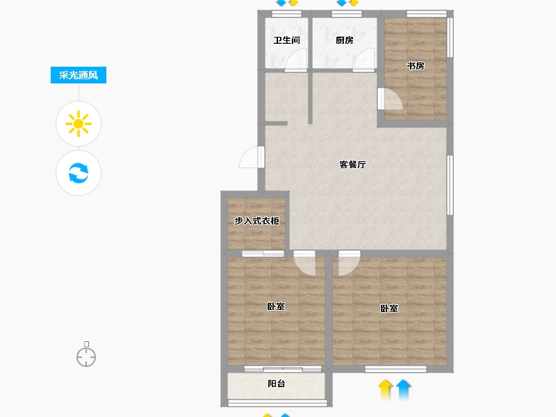 山东省-烟台市-乡村记忆山水园-86.95-户型库-采光通风