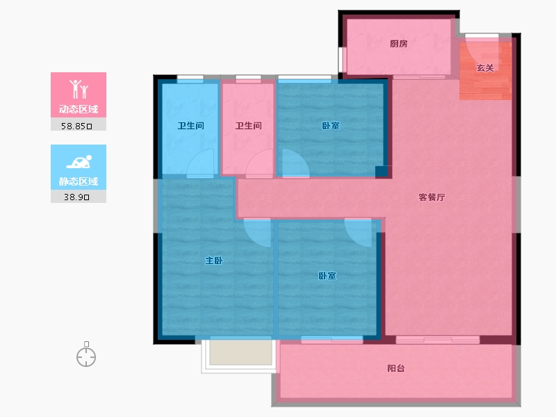 福建省-漳州市-禹洲雍江府-88.27-户型库-动静分区