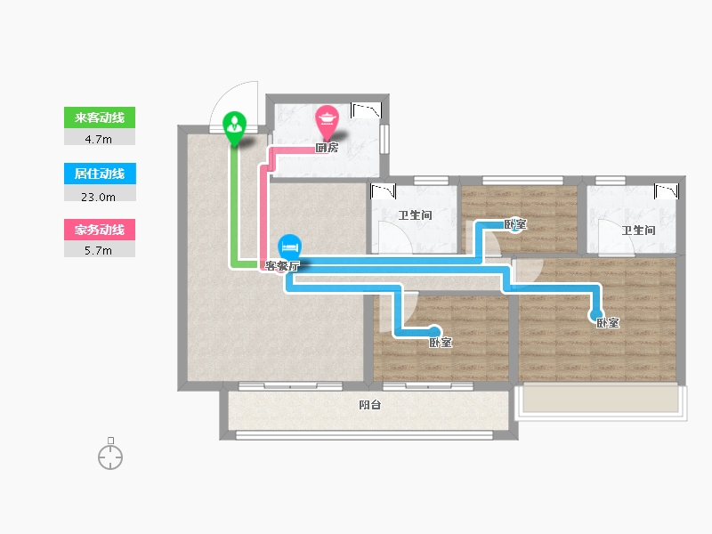 山东省-滨州市-滨州天泰·公园壹号-90.00-户型库-动静线