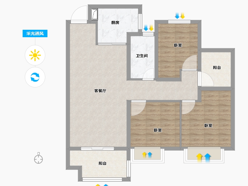 安徽省-合肥市-保利时代-87.00-户型库-采光通风