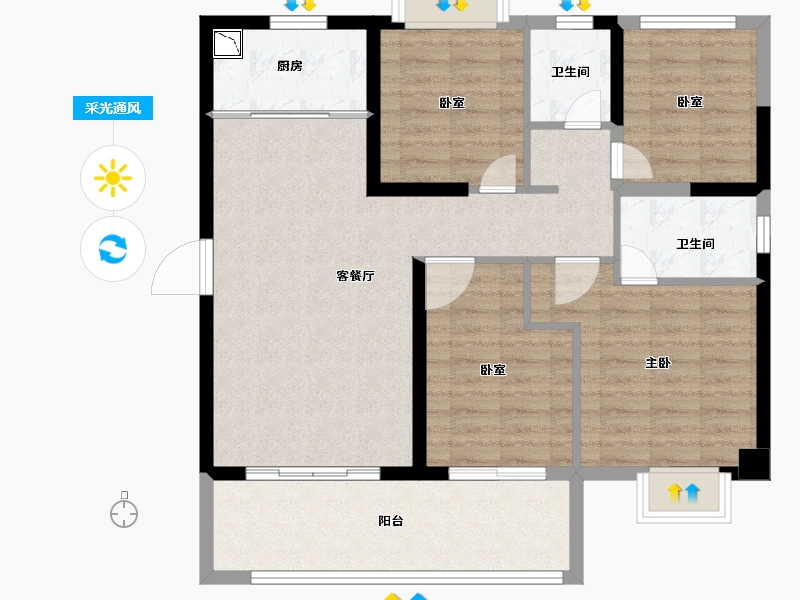 福建省-泉州市-海峡1号-95.00-户型库-采光通风