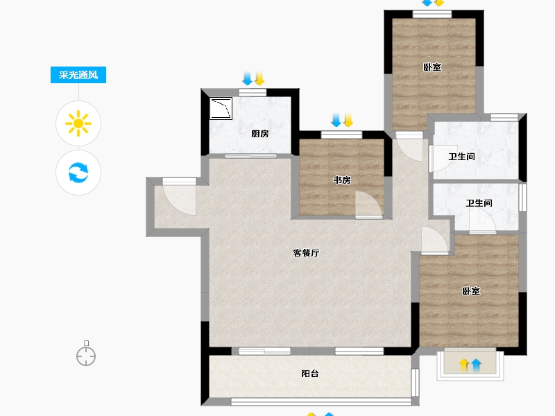 安徽省-合肥市-斌锋当代府MOMΛ-91.00-户型库-采光通风