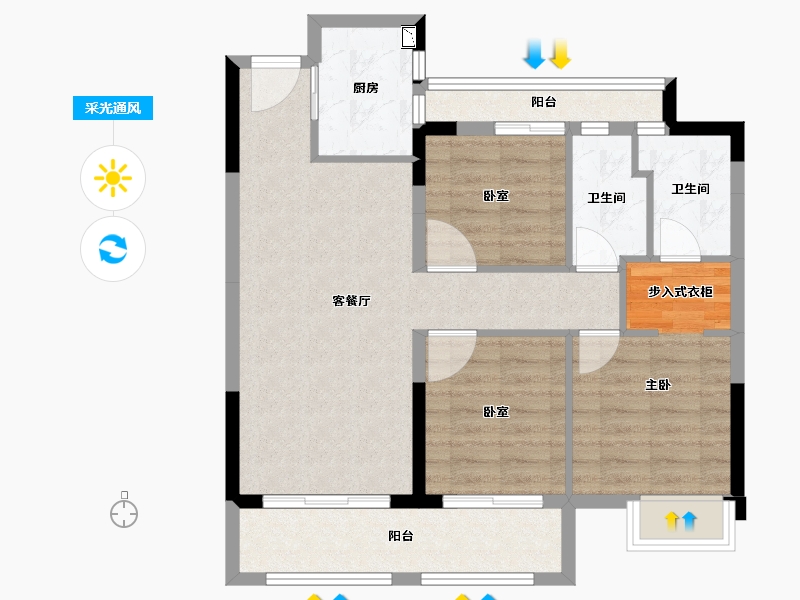 福建省-泉州市-中梁荣誉城心首府-81.00-户型库-采光通风