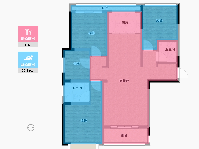 山西省-长治市-君汇·牡丹苑-101.35-户型库-动静分区