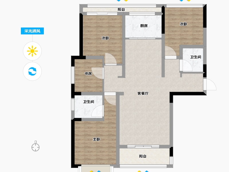 山西省-长治市-君汇·牡丹苑-101.35-户型库-采光通风