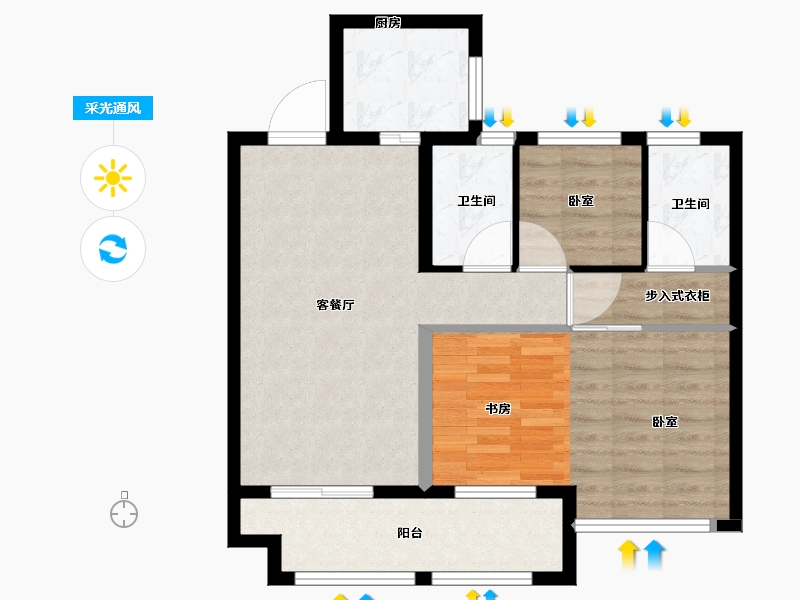 福建省-龙岩市-龙腾天宸-71.50-户型库-采光通风