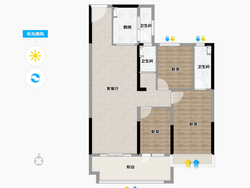 山东省-滨州市-碧桂园恒信·凤栖醴唐-108.00-户型库-采光通风