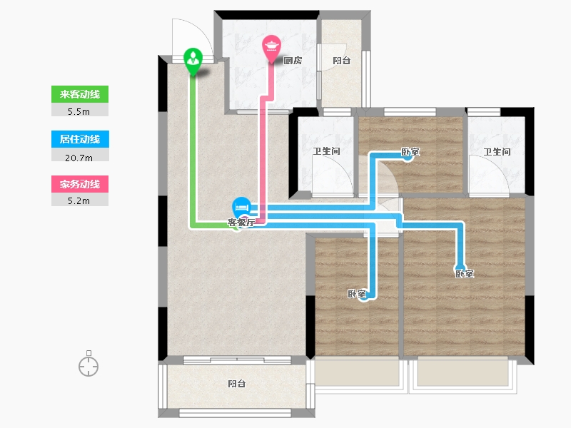 浙江省-湖州市-德清恒大珺庭-85.83-户型库-动静线