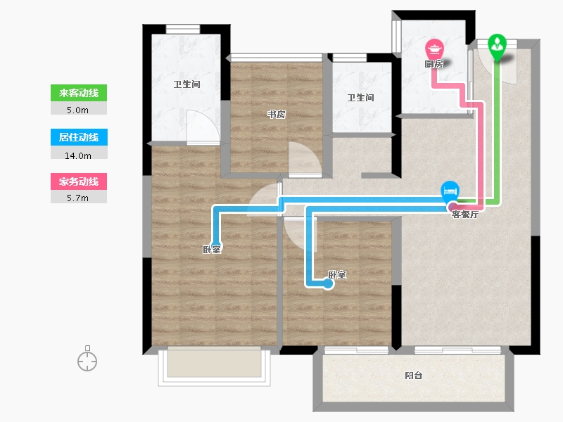 浙江省-湖州市-阳光城望湖苑-84.00-户型库-动静线