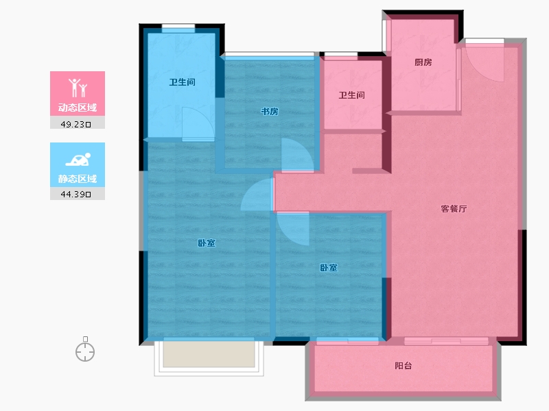 浙江省-湖州市-阳光城望湖苑-84.00-户型库-动静分区