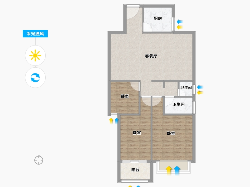 福建省-漳州市-金凯花园-76.97-户型库-采光通风