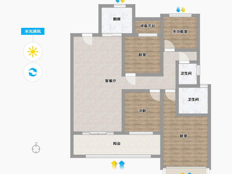 浙江省-温州市-首开中庚香開萬里-102.00-户型库-采光通风