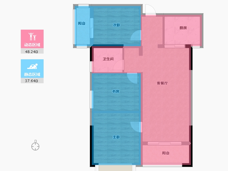 山西省-长治市-君汇·牡丹苑-76.86-户型库-动静分区