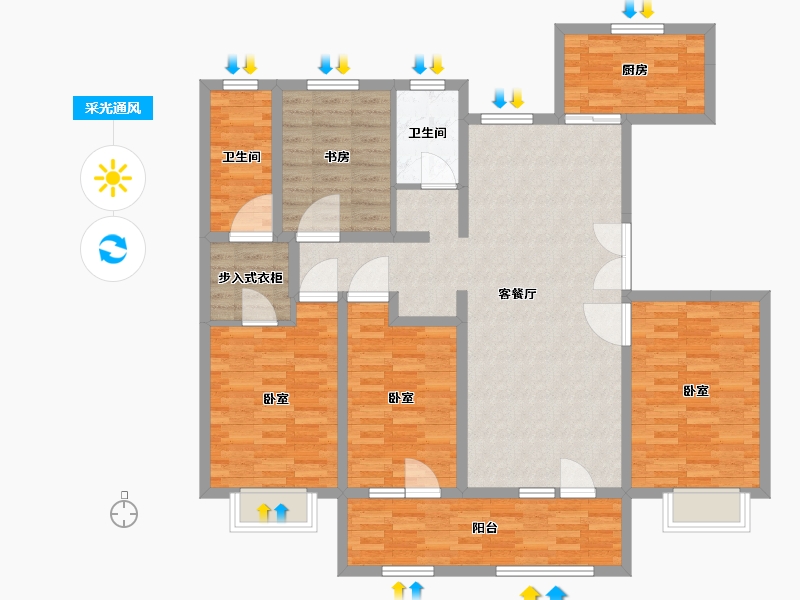 山东省-青岛市-省房万豪庄园-128.00-户型库-采光通风