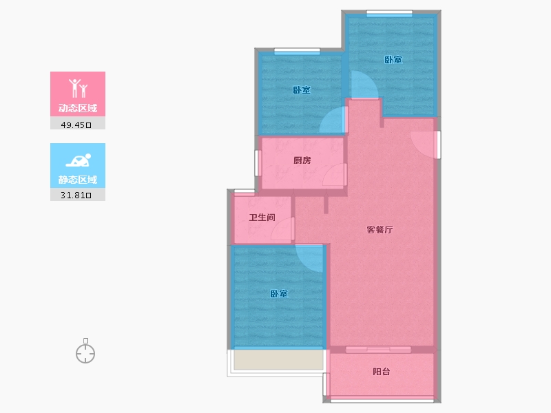 河南省-郑州市-银基国际旅游度假区-73.00-户型库-动静分区