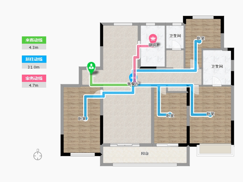 浙江省-宁波市-融创慈澜府-136.30-户型库-动静线