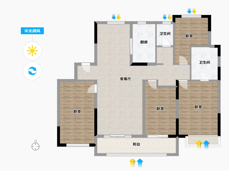 浙江省-宁波市-融创慈澜府-136.30-户型库-采光通风