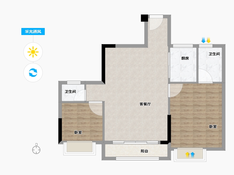 福建省-漳州市-云霄大唐印象-86.00-户型库-采光通风