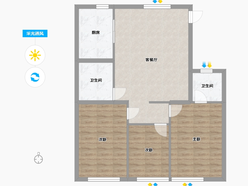 山东省-青岛市-明德小镇公寓-77.00-户型库-采光通风