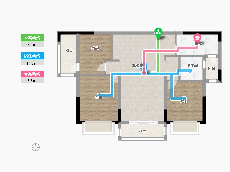 山西省-长治市-君汇·牡丹苑-77.33-户型库-动静线