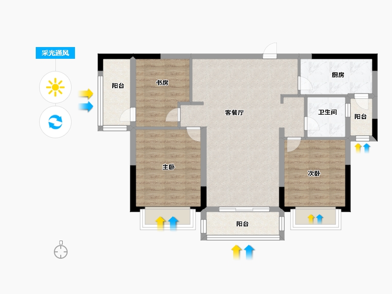 山西省-长治市-君汇·牡丹苑-77.33-户型库-采光通风