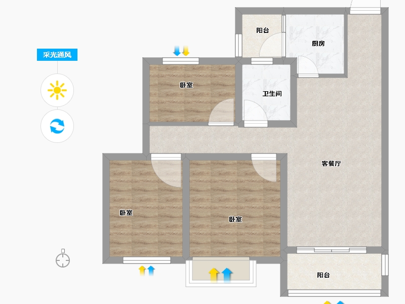 安徽省-芜湖市-信德悦城-74.50-户型库-采光通风