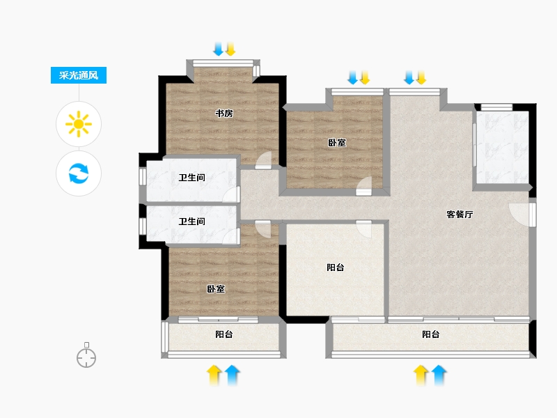 福建省-莆田市-大唐三盛·国韵世家-102.00-户型库-采光通风