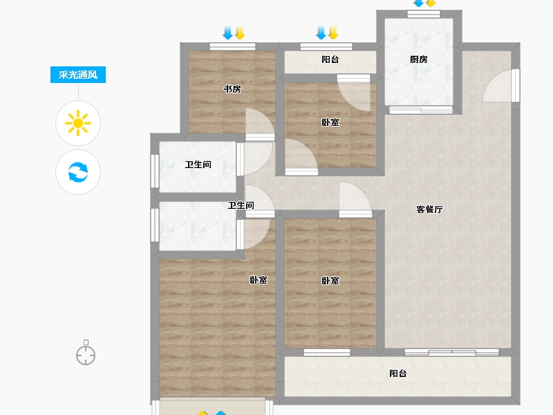 浙江省-温州市-招商德信·博悦湾-103.00-户型库-采光通风