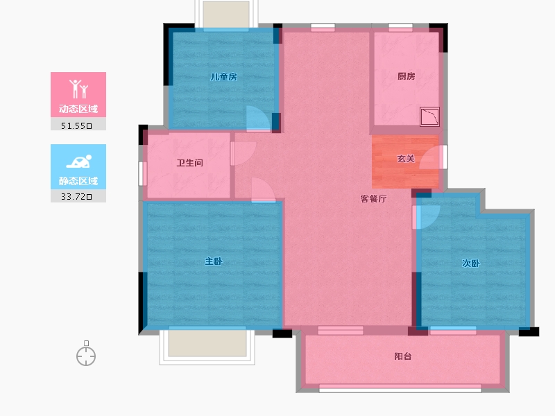 江西省-南昌市-鸿海水岸之城沁园-76.00-户型库-动静分区