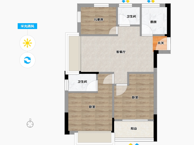 浙江省-嘉兴市-吉翔欣隆府-51.60-户型库-采光通风