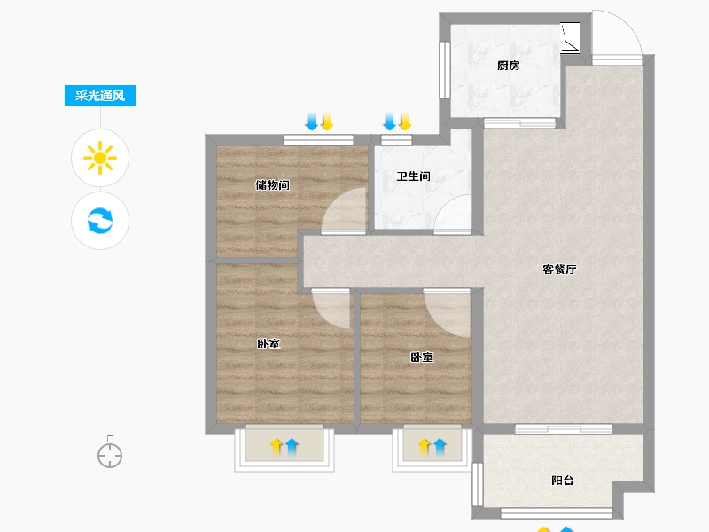 安徽省-合肥市-保利时代-75.99-户型库-采光通风