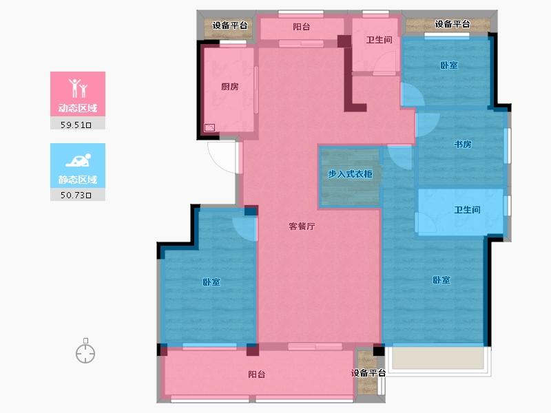 浙江省-衢州市-华达金茂府-101.90-户型库-动静分区