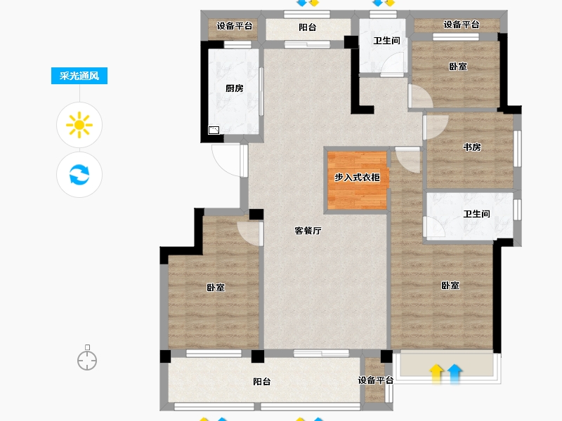 浙江省-衢州市-华达金茂府-101.90-户型库-采光通风