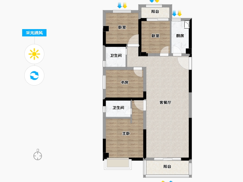 福建省-泉州市-禹洲溪山墅-98.00-户型库-采光通风